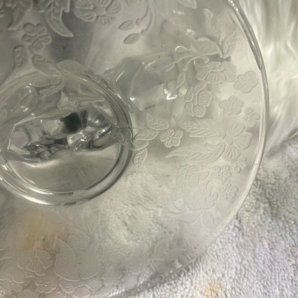 Glass Crystal Etched Double Candlestick Holders 2 piece set - Picture 2 of 2